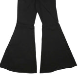 VIBRANT Womens Cotton Blend Black Regular Flared Trousers W25 L29 Stylish Retro