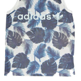ADIDAS Mens Blue White Graphic Vest S Sleeveless Crew Neck Sportswear