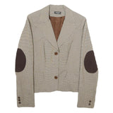 SINEQUANONE Womens Beige & Brown Checked Button Jacket UK 10 Viscose Blend