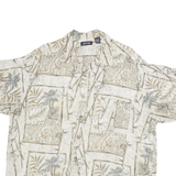 PURITAN Mens Beige & Grey Pattern Cotton Blend Shirt XL Casual Short Sleeve