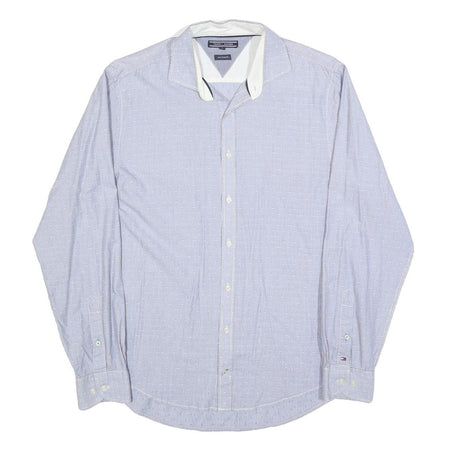 TOMMY HILFIGER Mens Blue Shirt L Cotton Blend Long Sleeve Button Formal