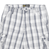 LEE Mens White & Blue Checked Cargo Shorts XL W32 Casual Summer Cotton Blend
