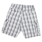 LEE Mens White & Blue Checked Cargo Shorts XL W32 Casual Summer Cotton Blend