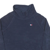 TOMMY HILFIGER Womens Navy Blue Plain Roll Neck Jumper M Polyester Blend