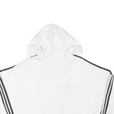 ADIDAS Womens White Hoodie UK 12 Cotton Blend Cropped Oversized Casual