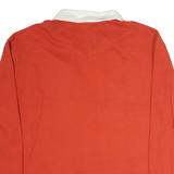 CHIPOTLE Mens Red & White Long Sleeve Plain Polo Shirt L Casual Cotton