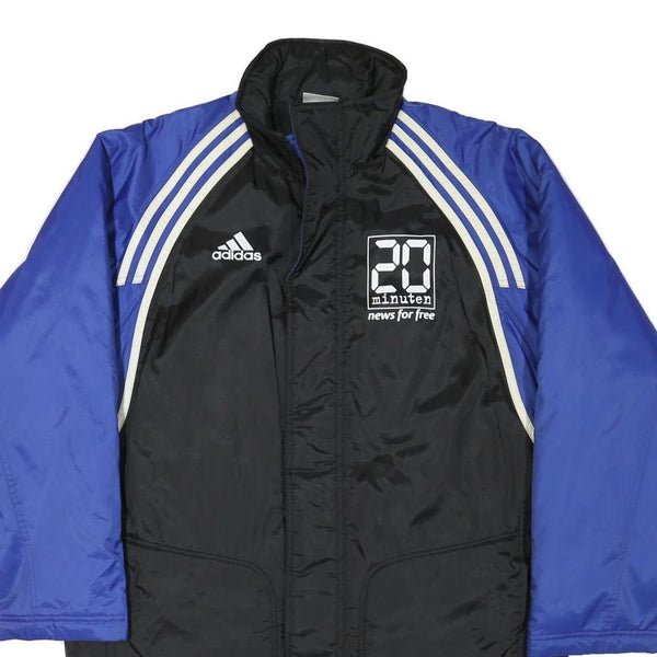 ADIDAS Mens Black & Blue Sports Logo Track Jacket L Polyester Blend Zip