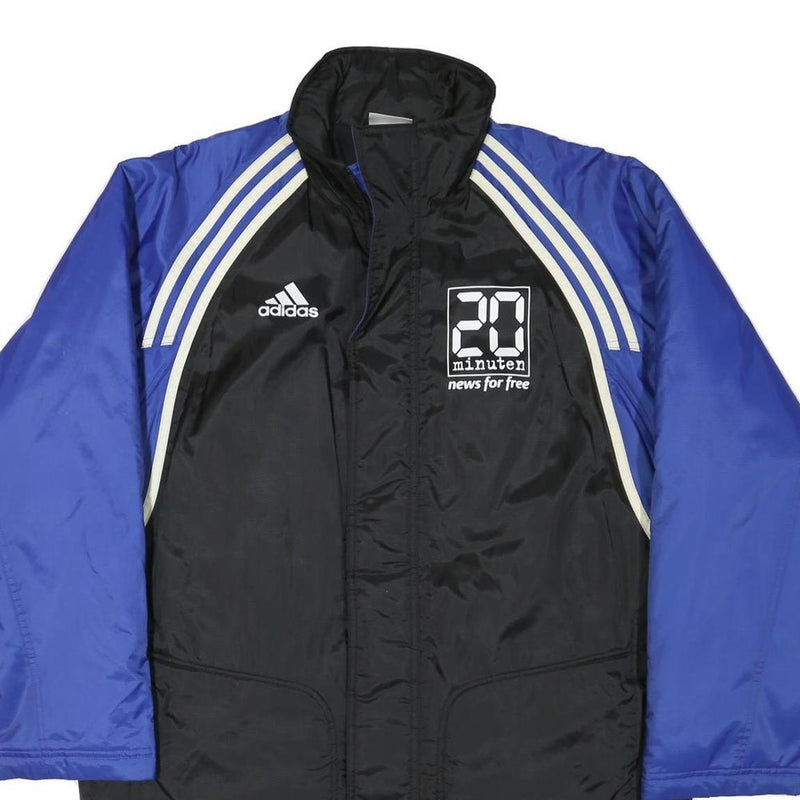 ADIDAS Mens Black & Blue Sports Logo Track Jacket L Polyester Blend Zip