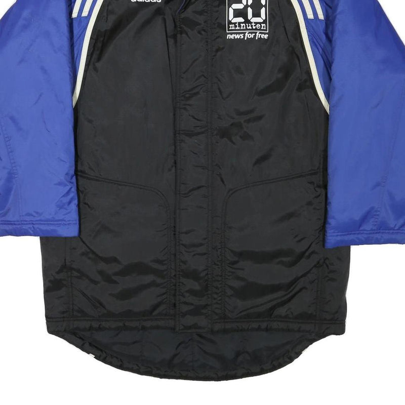 ADIDAS Mens Black & Blue Sports Logo Track Jacket L Polyester Blend Zip