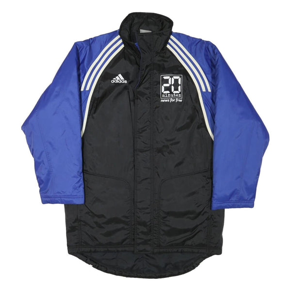 ADIDAS Mens Black & Blue Sports Logo Track Jacket L Polyester Blend Zip
