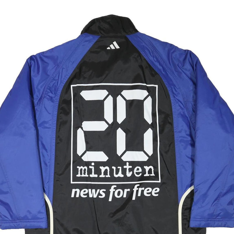 ADIDAS Mens Black & Blue Sports Logo Track Jacket L Polyester Blend Zip