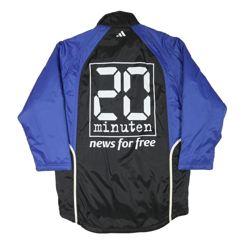 ADIDAS Mens Black & Blue Sports Logo Track Jacket L Polyester Blend Zip