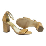 MICHAEL KORS Womens Leather Ankle Strap Block Heel Sandals Beige UK 7.5 Stylish