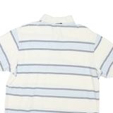 NAUTICA Mens White & Light Blue Striped Short Sleeve Polo Shirt S Classic Cotton