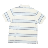 NAUTICA Mens White & Light Blue Striped Short Sleeve Polo Shirt S Classic Cotton