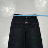 Wide Leg Unbranded Contrast Stitch Cargo Pants - 34W 29L Black Cotton