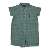 Age 28 Months Ralph Lauren Checked Bodysuit - 3XS Green Cotton