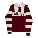Guess Striped Rugby Shirt - Small Burgundy Cotton