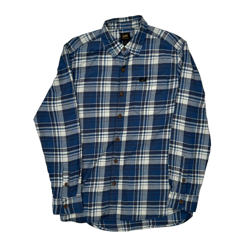 Lee Checked Flannel Shirt - Medium Blue Cotton