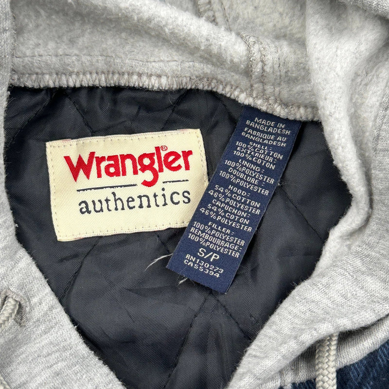 Wrangler Checked Flannel Shirt - Small Blue Cotton