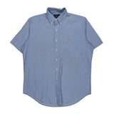 Ralph Lauren Checked Short Sleeve Shirt - Large Blue Cotton