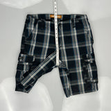 Lee Checked Cargo Shorts - 34W 10L Blue Cotton