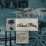 Island Blue Hawaiian Shirt - Large Blue Viscose