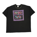 Single Stitch Paint Brush Graphic T-Shirt - 3XL Black Cotton