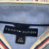 Tommy Hilfiger Striped Short Sleeve Shirt - Large Multicoloured Cotton