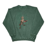 Road Runner Looney Tunes Cartoon Sweatshirt - Large Green Cotton