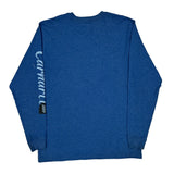 Carhartt Spellout Long Sleeve T-Shirt - Large Blue Cotton
