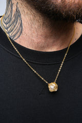 Caged Quartz 14k Gold Brass Necklace