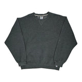 90S Blank Russell Athletic Sweatshirt - Large Grey Cotton Blend