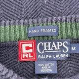 Chaps Ralph Lauren Herringbone Sweater - Medium Navy Cotton