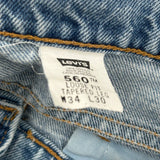 Made In USA Levis 560 Jeans - 34W 30L Light Wash Cotton