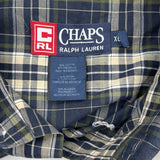 Chaps Ralph Lauren Checked Shirt - XL White Cotton Blend