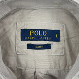 Polo By Ralph Lauren Slim Fit Shirt - Large Grey Cotton