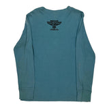 Harley Davidson Graphic Long Sleeve T-Shirt - Large Blue Cotton