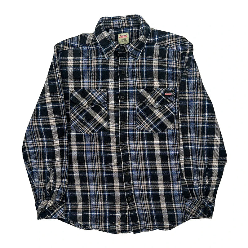 Dickies Checked Flannel Shirt - Medium Blue Cotton