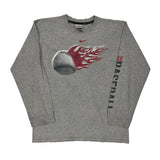 Vintage Nike Graphic Long Sleeve T-Shirt - XL Grey Cotton