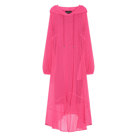 Aphrodite Hot Pink Holiday Resort Midi Dress With Hoodie -Inclusive Plus Size up to UK 22 / US 18