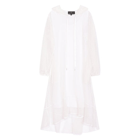 Aphrodite White Holiday Resort Midi Dress With Hoodie -Inclusive Plus Size up to UK 18 / US 14
