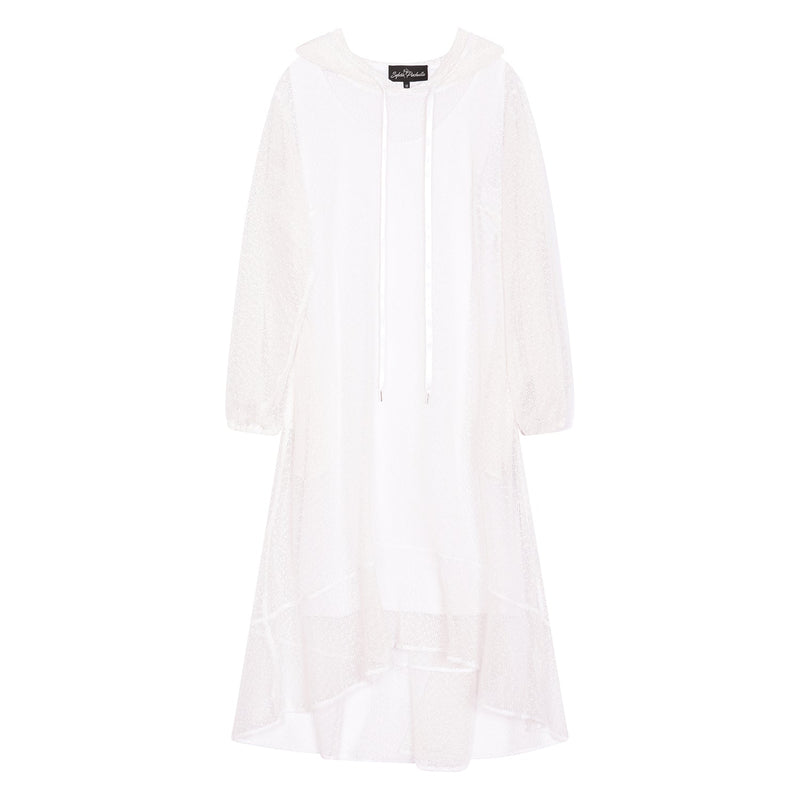 Aphrodite White Holiday Resort Midi Dress With Hoodie -Inclusive Plus Size up to UK 18 / US 14