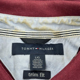 Tommy Hilfiger Polo Shirt - Large Burgundy Cotton