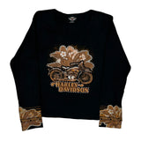 Harley Davidson Graphic Long Sleeve T-Shirt - Medium Black Cotton