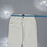 Wrangler Double Knee Carpenter Trousers - 32W 29L White Cotton