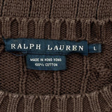 Ralph Lauren Cable Knit Sweater - Large Brown Cotton