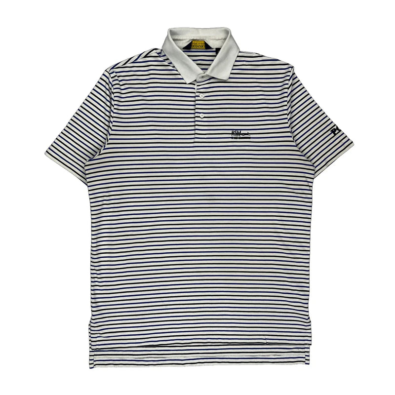 Ralph Lauren Striped Polo Shirt - Large Blue Cotton