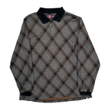 Chaps Ralph Lauren Checked Sweater - Large Gray Cotton Blend