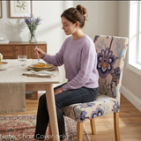 Anyseat Beige Floral Pattern Print Elastic Chair Cover – Plain Dining Slipcover & Home Décor